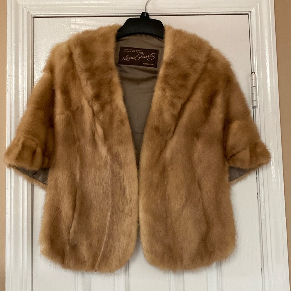 VTG 40’s 50’s Mink Blonde Fur Stole Wrap Shawl Jacket Cape